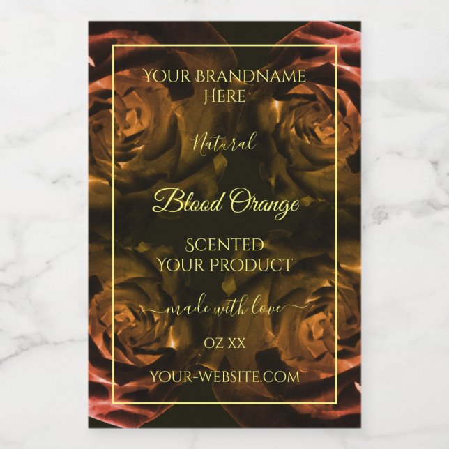 Blooming Dark Red Orange Roses Chic Product Labels (Single Label)