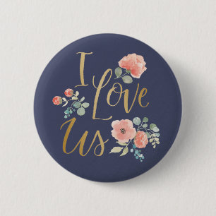Blooming Delight Blue I Love Us 6 Cm Round Badge