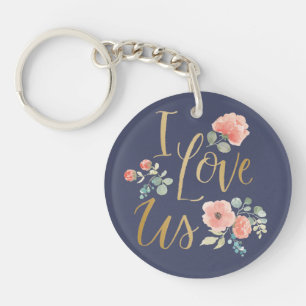 Blooming Delight Blue   I Love Us Key Ring