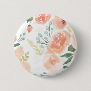 Blooming Delight Pastel Peach 6 Cm Round Badge
