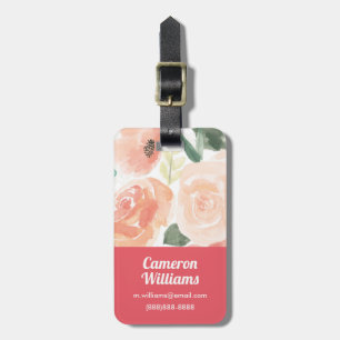 Blooming Delight   Pastel Peach Luggage Tag