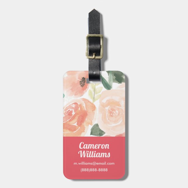 Blooming Delight | Pastel Peach Luggage Tag (Front Vertical)