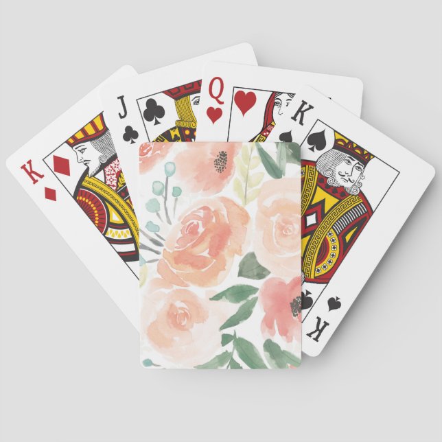 Blooming Delight | Pastel Peach Playing Cards (Back)