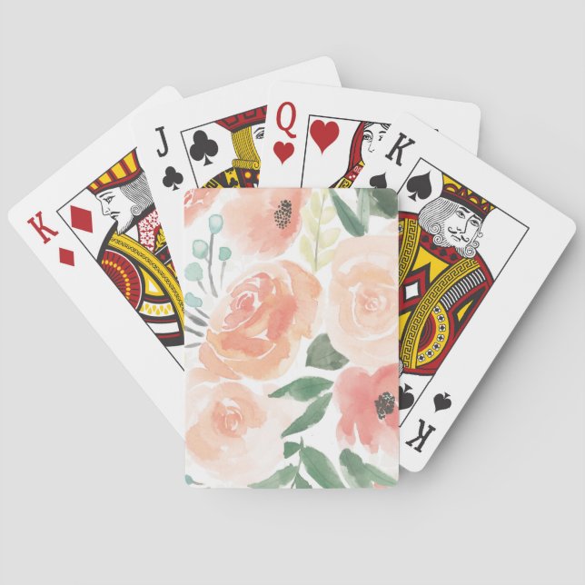 Blooming Delight | Pastel Peach Playing Cards (Back)