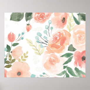 Blooming Delight Pastel Peach Poster