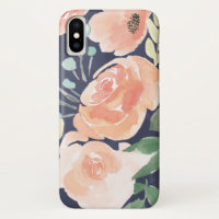 Blooming Delight | Peach & Blue Roses & Poppies