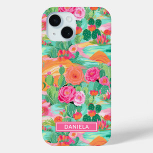 Blooming Desert Cacti Personalised iPhone 15 Case