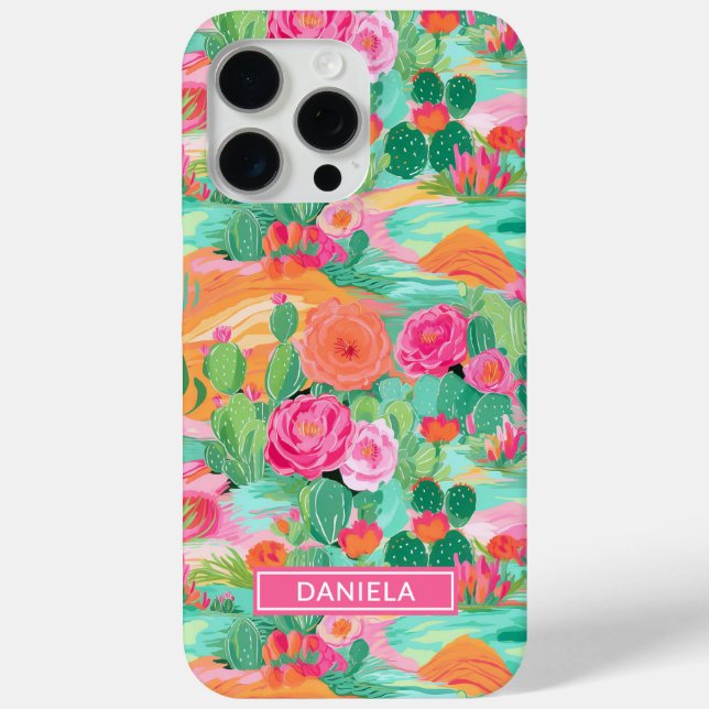 Blooming Desert Cacti Personalized Case-Mate iPhone Case (Back)
