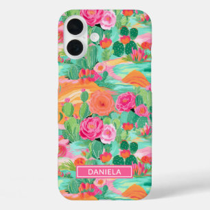 Blooming Desert Cacti Personalized iPhone 16 Plus Case