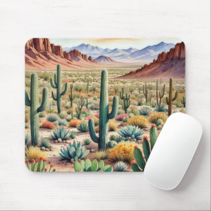Blooming Desert In Watercolor Mouse Mat