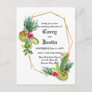 Blooming Desert Succulent Wedding Invite Postcard