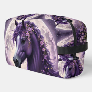 "Blooming Dreams: The Purple Floral Fantasy Horse" Dopp Kit