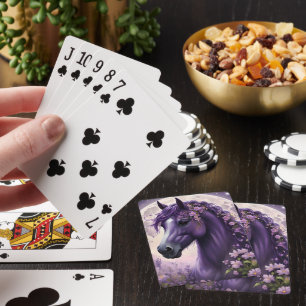 "Blooming Dreams: The Purple Floral Fantasy Horse" Playing Cards