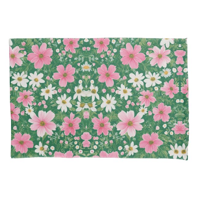 Blooming Elegance: Floral Design Pillowcase (Front)