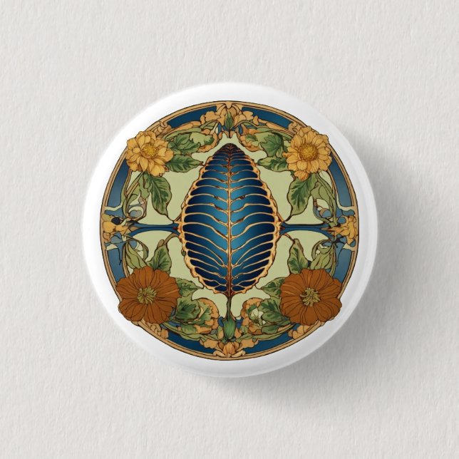  "Blooming Elegance: Floral Print Button" 3 Cm Round Badge (Front)