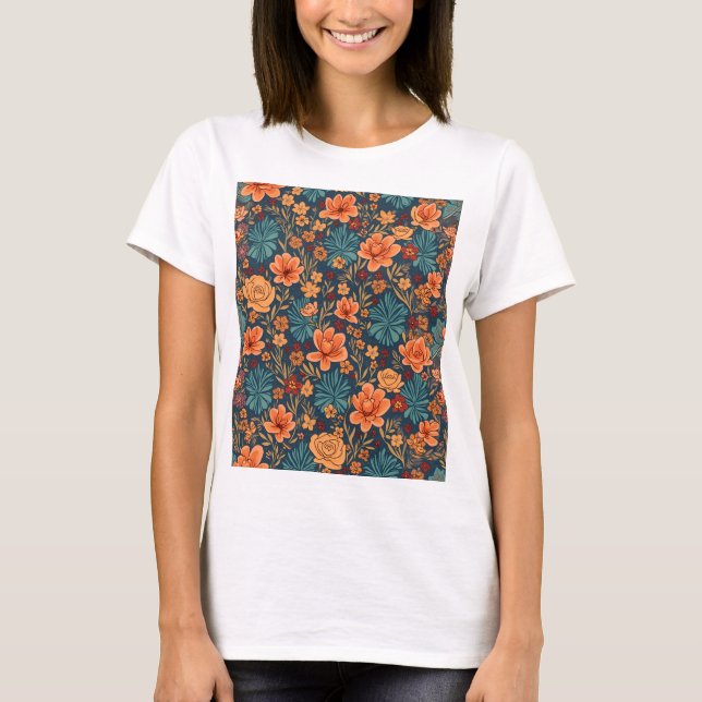 Blooming Elegance: Retro Floral Collection T-Shirt (Front)