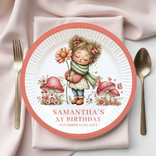 Blooming Fairy 1st Birthday Pink Floral Paper   Plate
