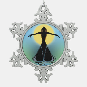 Blooming Female Snowflake Pewter Christmas Ornament