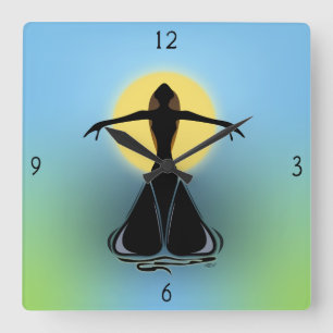 Blooming Female Square Wall Clock