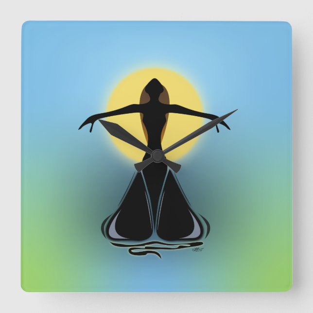 Blooming Female Square Wall Clock (Front)