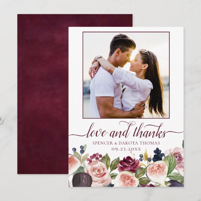 Blooming Figs | Moody Rustic Elegant Floral Photo Thank You Card (Front/Back)