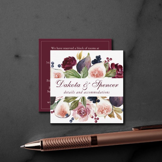 Blooming Figs | Moody Rustic Fruit Blossom Details Enclosure Card (Creator Uploaded)