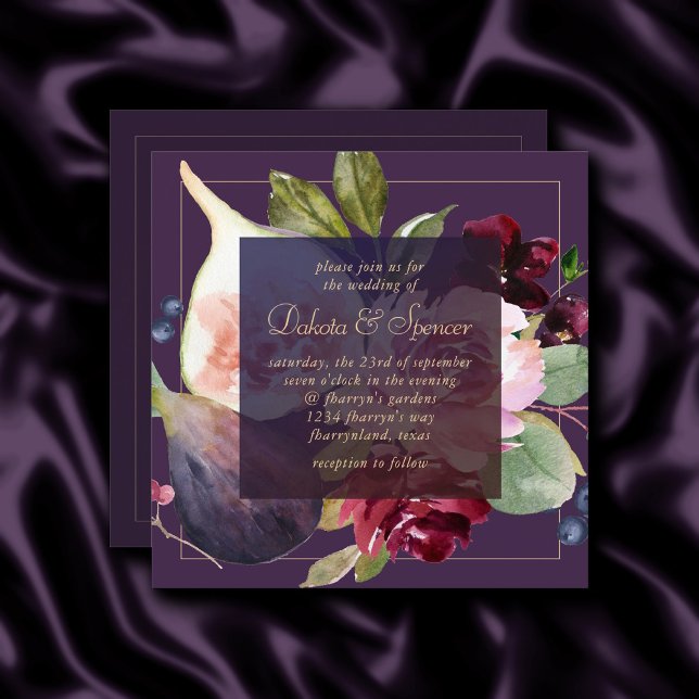 Blooming Figs | Moody Rustic Fruit Elegant Blossom Invitation (Creator Uploaded)