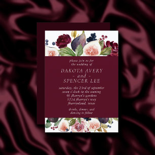 Blooming Figs   Moody Rustic Fruit Elegant Blossom Invitation
