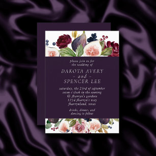 Blooming Figs   Moody Rustic Fruit Elegant Blossom Invitation