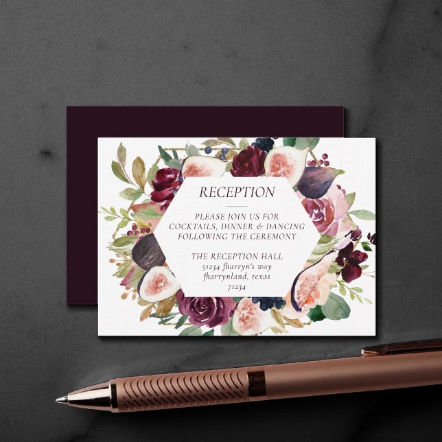Blooming Figs | Moody Rustic Fruit Reception Info Enclosure Card (Creator Uploaded)