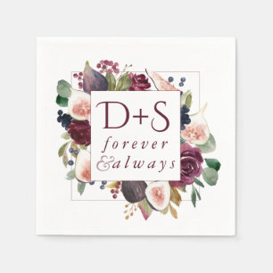 Blooming Figs   Moody Rustic Monogram Wreath Napkin