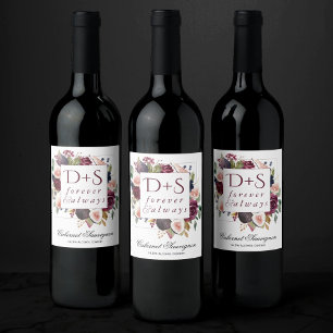 Blooming Figs   Moody Rustic Monogram Wreath Wine Label