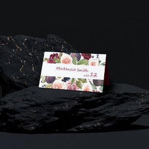 Blooming Figs Moody Watercolor Floral Reception Place Card