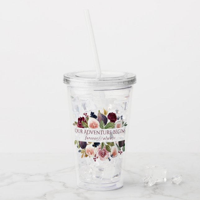 Blooming Figs | Rustic Fruit Blossom Keepsake Acrylic Tumbler (Front Ice)