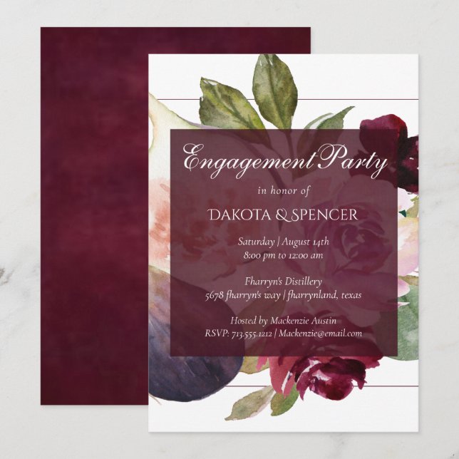 Blooming Figs | Rustic Fruit Blossoms Engagement Invitation (Front/Back)