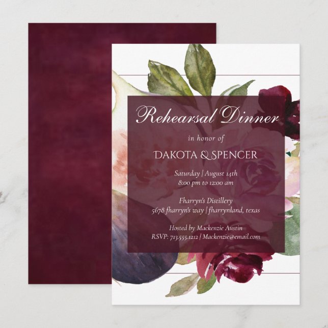 Blooming Figs | Rustic Fruit Blossoms Rehearsal Invitation (Front/Back)