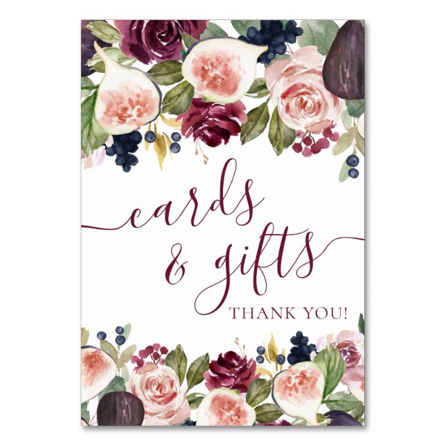 Blooming Figs | Rustic Moody Elegant Floral Gift Table Number (Front)