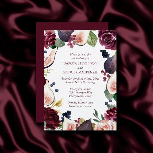 Blooming Figs Vintage Moody Wine Wreath Frame Invitation