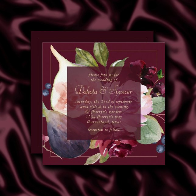Blooming Figs | Vintage Moody Wine Wreath Frame Invitation (Creator Uploaded)