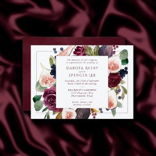 Blooming Figs Vintage Moody Wine Wreath Frame Invitation