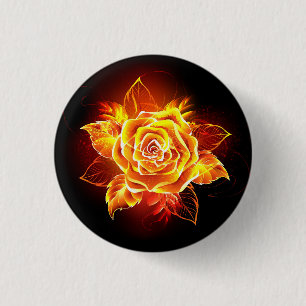 Blooming Fire Rose 3 Cm Round Badge