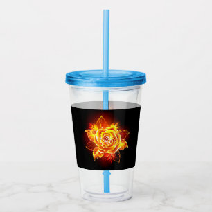 Blooming Fire Rose Acrylic Tumbler
