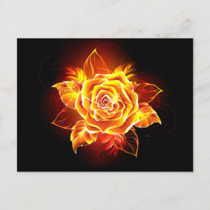 Blooming Fire Rose Announcement Postcard