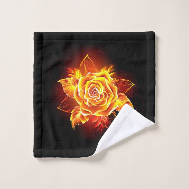 Blooming Fire Rose Bath Towel Set (Wash Cloth)