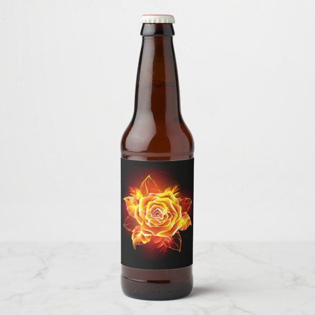 Blooming Fire Rose Beer Bottle Label (Front)