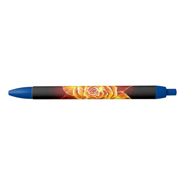 Blooming Fire Rose Black Ink Pen (Front)