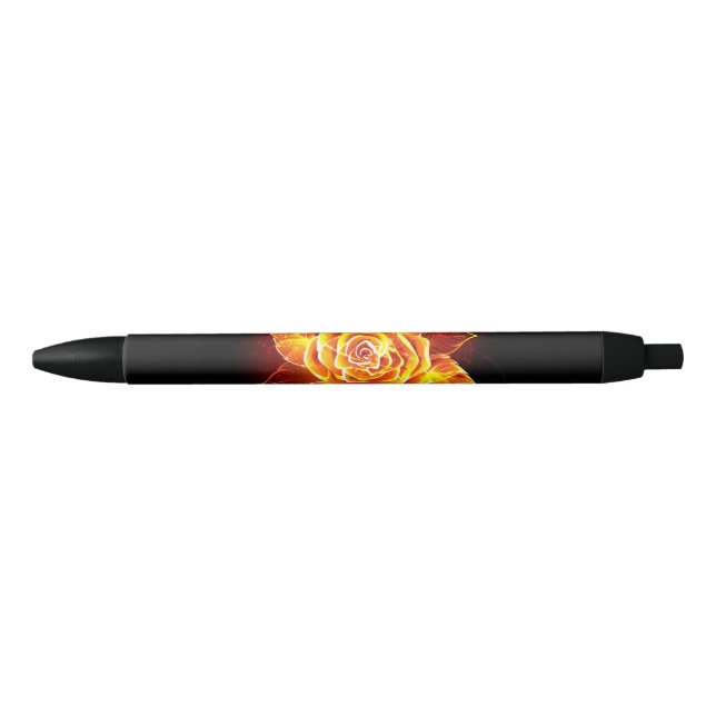 Blooming Fire Rose Black Ink Pen (Front)