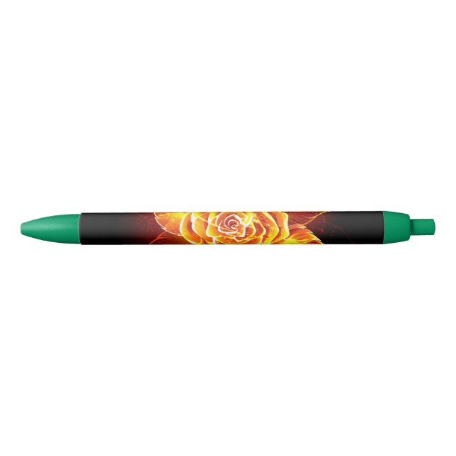 Blooming Fire Rose Black Ink Pen (Front)