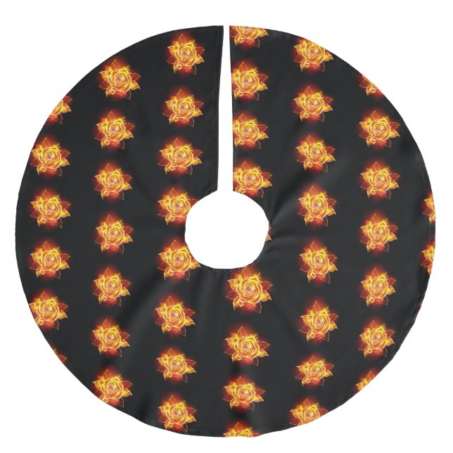 Blooming Fire Rose Brushed Polyester Tree Skirt (Front)