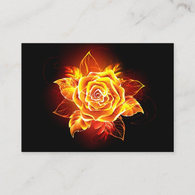 Blooming Fire Rose Calling Card (Front)